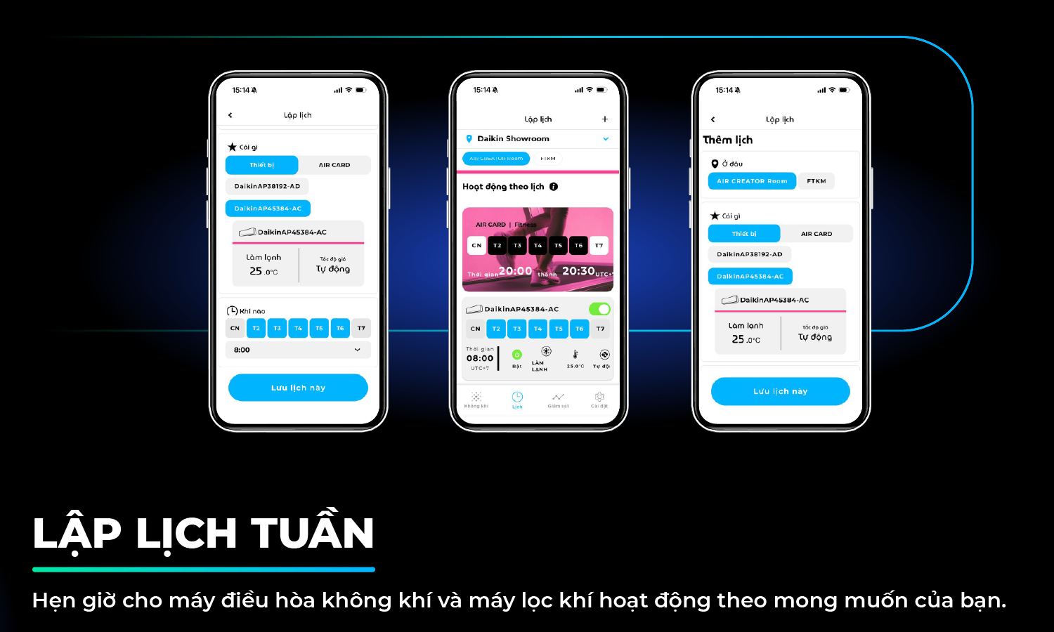 C&aacute;ch hẹn giờ cho điều h&ograve;a kh&ocirc;ng kh&iacute; v&agrave; m&aacute;y lọc kh&ocirc;ng kh&iacute; tr&ecirc;n ứng dụng DAIKIN AIR SELECT