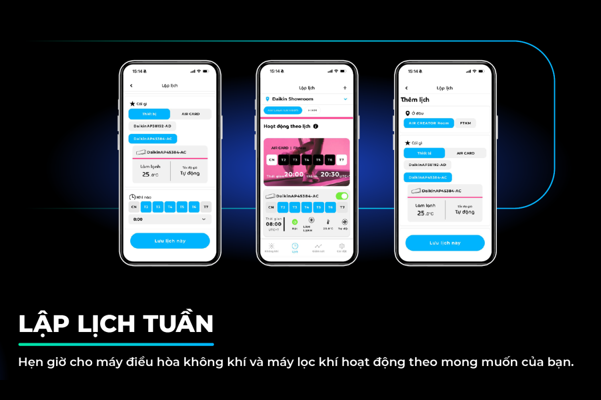 Cách hẹn giờ cho điều hòa không khí và máy lọc không khí trên ứng dụng DAIKIN AIR SELECT