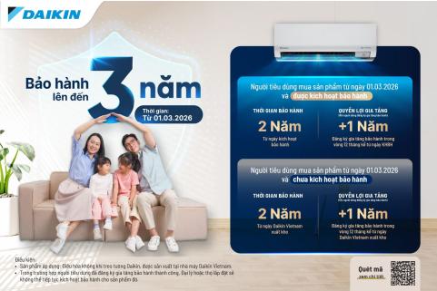 Bảo h&agrave;nh đến 3 năm, An t&acirc;m d&agrave;i l&acirc;u