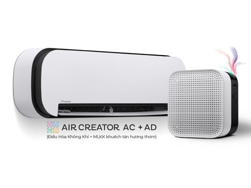 AIR CREATOR - Bộ đôi Điều Hòa 1.5HP và Máy lọc không khí khuếch tán hương thơm (Trắng) - Trắng