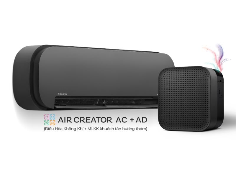 AIR CREATOR - Bộ đôi Điều Hòa 1.5HP và Máy lọc không khí khuếch tán hương thơm (Đen) - Đen