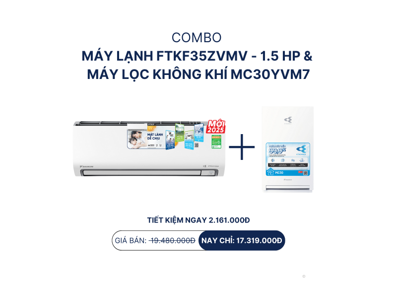 Combo máy lạnh FTKF35ZVMV - 1.5 HP + máy lọc không khí MC30YVM7