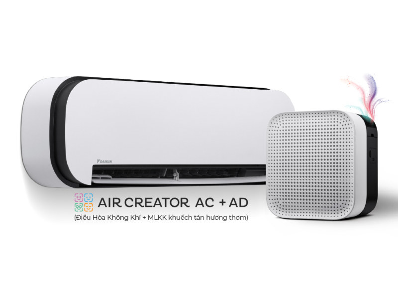 AIR CREATOR - Bộ đôi Điều Hòa 1.5HP và Máy lọc không khí khuếch tán hương thơm (Màu Trắng)