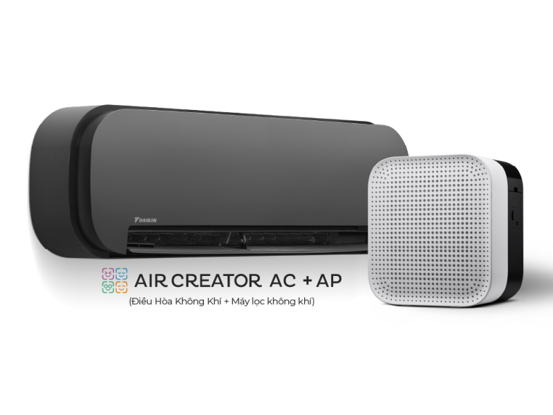 AIR CREATOR - Bộ đôi Điều Hòa 1HP (Màu Đen) và Máy lọc không khí (Màu Trắng)