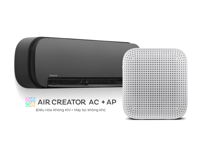 AIR CREATOR - Bộ đôi Điều Hòa 1HP (Màu Đen) và Máy lọc không khí (Màu Trắng) - Trang