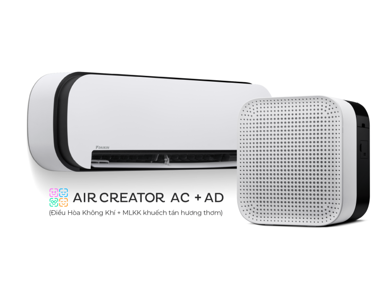 AIR CREATOR - Bộ đôi Điều Hòa 1HP và Máy lọc không khí khuếch tán hương thơm (Màu Trắng) - Trang