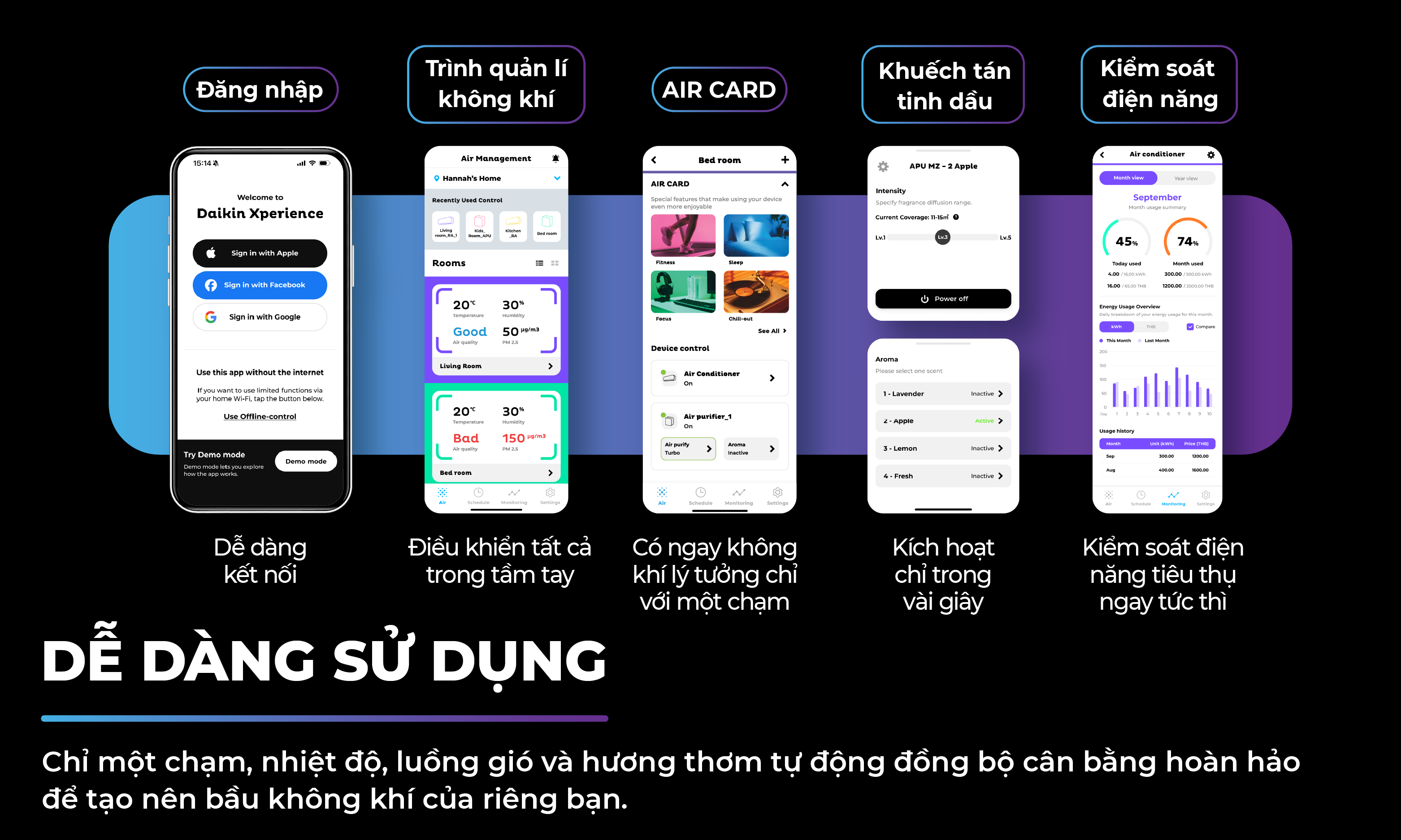 Điều khiển th&ocirc;ng minh với ứng dụng Daikin AIR SELECT